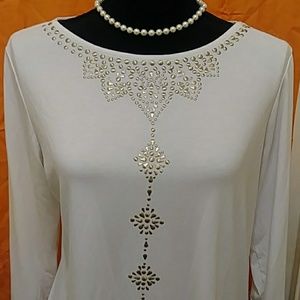 Ruby Rd. White Tunic w/gold accents